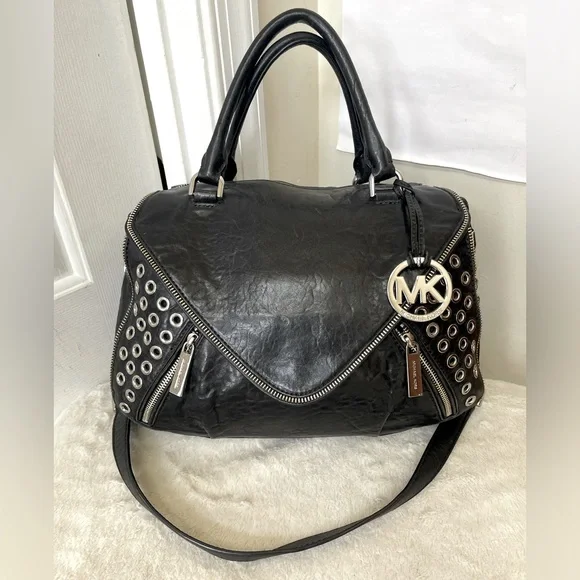 Michael Kors Black Leather Satchel EUC - Picture 8 of 14